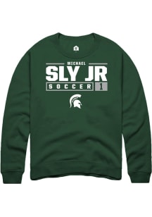 Michael Sly Jr  Rally Michigan State Spartans Mens Green NIL Stacked Box Long Sleeve Crew Sweatshi..