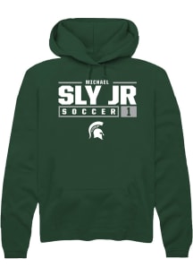 Michael Sly Jr  Rally Michigan State Spartans Mens Green NIL Stacked Box Long Sleeve Hoodie