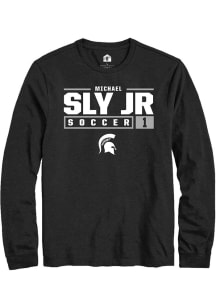 Michael Sly Jr  Michigan State Spartans Black Rally NIL Stacked Box Long Sleeve T Shirt