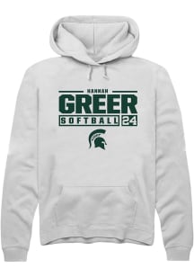 Hannah Greer  Rally Michigan State Spartans Mens White NIL Stacked Box Long Sleeve Hoodie