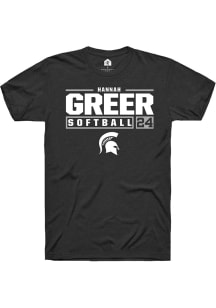 Hannah Greer  Michigan State Spartans Black Rally NIL Stacked Box Short Sleeve T Shirt