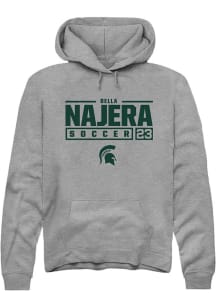 Bella Najera  Rally Michigan State Spartans Mens Graphite NIL Stacked Box Long Sleeve Hoodie