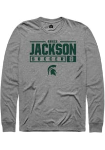 Grace Jackson  Michigan State Spartans Graphite Rally NIL Stacked Box Long Sleeve T Shirt