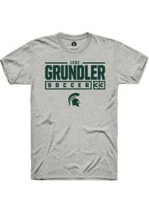 Lexi Grundler  Michigan State Spartans Ash Rally NIL Stacked Box Short Sleeve T Shirt