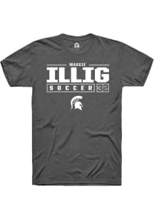 Maggie Illig  Michigan State Spartans Dark Grey Rally NIL Stacked Box Short Sleeve T Shirt