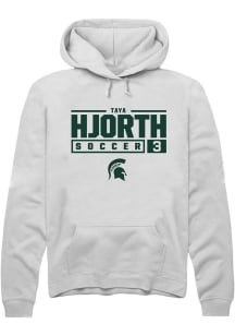 Taya Hjorth  Rally Michigan State Spartans Mens White NIL Stacked Box Long Sleeve Hoodie