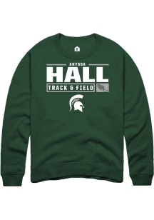 Anyssa Hall  Rally Michigan State Spartans Mens Green NIL Stacked Box Long Sleeve Crew Sweatshirt