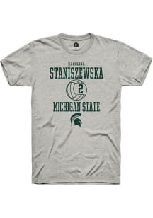 Karolina Staniszewska  Michigan State Spartans Ash Rally NIL Sport Icon Short Sleeve T Shirt
