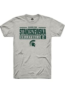 Karolina Staniszewska  Michigan State Spartans Ash Rally NIL Stacked Box Short Sleeve T Shirt