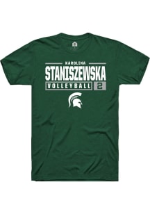 Karolina Staniszewska  Michigan State Spartans Green Rally NIL Stacked Box Short Sleeve T Shirt