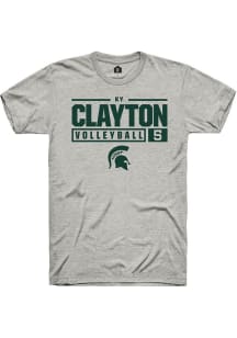 Ky Clayton  Michigan State Spartans Ash Rally NIL Stacked Box Short Sleeve T Shirt