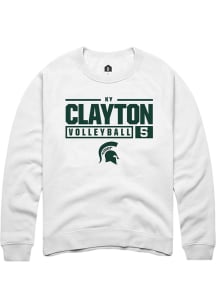 Ky Clayton  Rally Michigan State Spartans Mens White NIL Stacked Box Long Sleeve Crew Sweatshirt