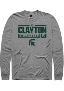 Ky Clayton  Michigan State Spartans Graphite Rally NIL Stacked Box Long Sleeve T Shirt