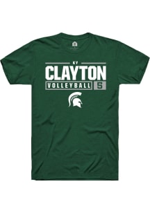 Ky Clayton  Michigan State Spartans Green Rally NIL Stacked Box Short Sleeve T Shirt