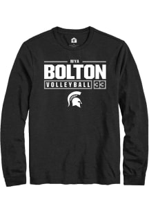 Mya Bolton  Michigan State Spartans Black Rally NIL Stacked Box Long Sleeve T Shirt