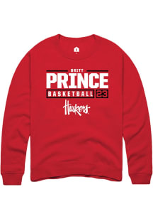 Britt Prince  Rally Nebraska Cornhuskers Mens Red NIL Stacked Box Long Sleeve Crew Sweatshirt