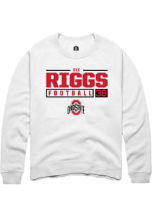 Eli Riggs  Rally Ohio State Buckeyes Mens White NIL Stacked Box Long Sleeve Crew Sweatshirt