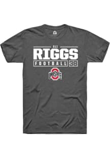 Eli Riggs  Ohio State Buckeyes Dark Grey Rally NIL Stacked Box Short Sleeve T Shirt