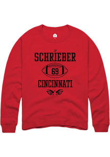 JP Schrieber  Rally Cincinnati Bearcats Mens Red Football NIL Sport Icon Long Sleeve Crew Sweatshi..