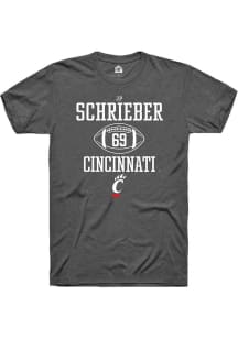 JP Schrieber  Cincinnati Bearcats Dark Grey Rally Football NIL Sport Icon Short Sleeve T Shirt