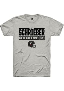 JP Schrieber  Cincinnati Bearcats Ash Rally Football NIL Stacked Box Short Sleeve T Shirt
