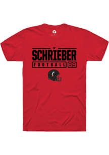 JP Schrieber  Cincinnati Bearcats Red Rally Football NIL Stacked Box Short Sleeve T Shirt