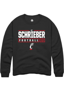 JP Schrieber  Rally Cincinnati Bearcats Mens Black Football NIL Stacked Box Long Sleeve Crew Sweat..