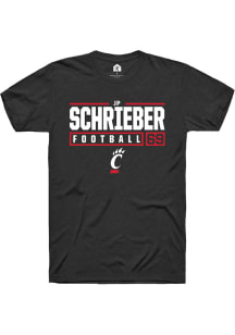 JP Schrieber  Cincinnati Bearcats Black Rally Football NIL Stacked Box Short Sleeve T Shirt