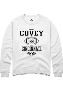 Manny Covey  Rally Cincinnati Bearcats Mens White Football NIL Sport Icon Long Sleeve Crew Sweatsh..