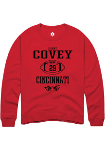 Manny Covey  Rally Cincinnati Bearcats Mens Red Football NIL Sport Icon Long Sleeve Crew Sweatshir..