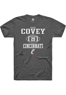 Manny Covey  Cincinnati Bearcats Dark Grey Rally Football NIL Sport Icon Short Sleeve T Shirt