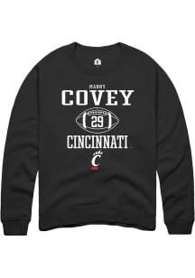 Manny Covey  Rally Cincinnati Bearcats Mens Black Football NIL Sport Icon Long Sleeve Crew Sweatsh..