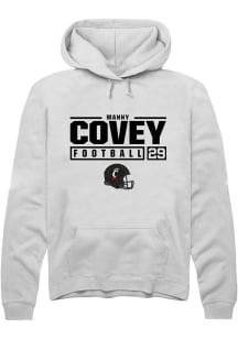 Manny Covey  Rally Cincinnati Bearcats Mens White Football NIL Stacked Box Long Sleeve Hoodie