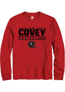 Manny Covey  Cincinnati Bearcats Red Rally Football NIL Stacked Box Long Sleeve T Shirt
