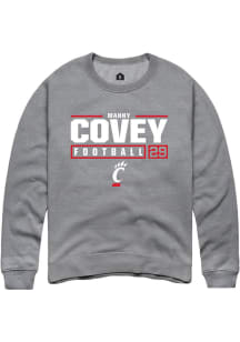 Manny Covey  Rally Cincinnati Bearcats Mens Graphite Football NIL Stacked Box Long Sleeve Crew Swe..
