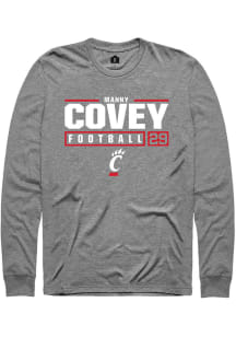Manny Covey  Cincinnati Bearcats Graphite Rally Football NIL Stacked Box Long Sleeve T Shirt