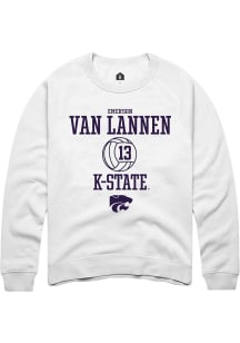 Emerson Van Lannen  Rally K-State Wildcats Mens White NIL Sport Icon Long Sleeve Crew Sweatshirt