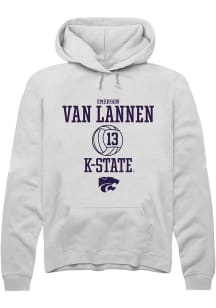 Emerson Van Lannen  Rally K-State Wildcats Mens White NIL Sport Icon Long Sleeve Hoodie