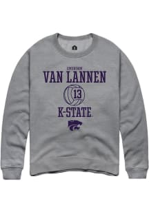 Emerson Van Lannen  Rally K-State Wildcats Mens Graphite NIL Sport Icon Long Sleeve Crew Sweatshir..