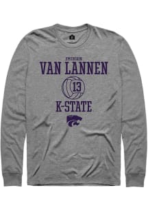 Emerson Van Lannen  K-State Wildcats Graphite Rally NIL Sport Icon Long Sleeve T Shirt