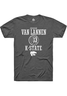 Emerson Van Lannen  K-State Wildcats Dark Grey Rally NIL Sport Icon Short Sleeve T Shirt