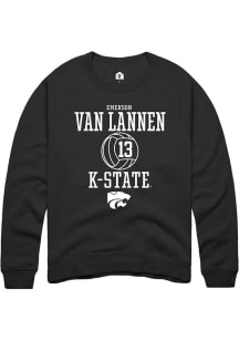 Emerson Van Lannen  Rally K-State Wildcats Mens Black NIL Sport Icon Long Sleeve Crew Sweatshirt