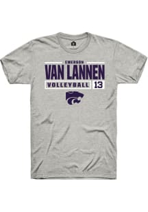 Emerson Van Lannen  K-State Wildcats Ash Rally NIL Stacked Box Short Sleeve T Shirt