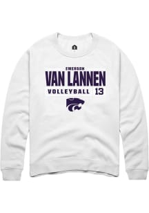 Emerson Van Lannen  Rally K-State Wildcats Mens White NIL Stacked Box Long Sleeve Crew Sweatshirt