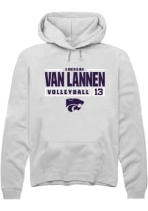 Emerson Van Lannen  Rally K-State Wildcats Mens White NIL Stacked Box Long Sleeve Hoodie