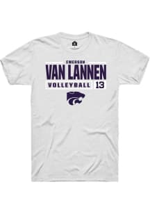 Emerson Van Lannen  K-State Wildcats White Rally NIL Stacked Box Short Sleeve T Shirt