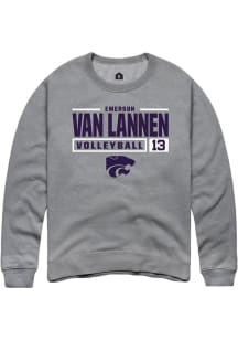Emerson Van Lannen  Rally K-State Wildcats Mens Graphite NIL Stacked Box Long Sleeve Crew Sweatshi..
