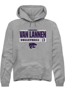 Emerson Van Lannen  Rally K-State Wildcats Mens Graphite NIL Stacked Box Long Sleeve Hoodie