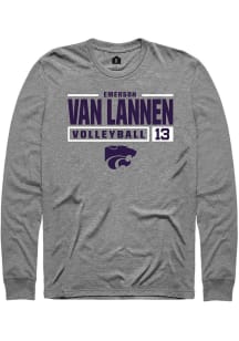 Emerson Van Lannen  K-State Wildcats Graphite Rally NIL Stacked Box Long Sleeve T Shirt