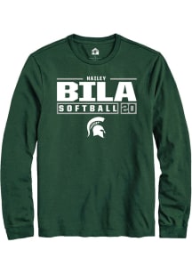 Hailey Bila  Michigan State Spartans Green Rally NIL Stacked Box Long Sleeve T Shirt